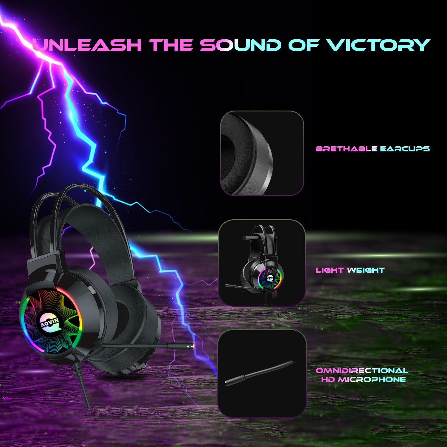 AQVIN Q310 RGB Wired Gaming Headset