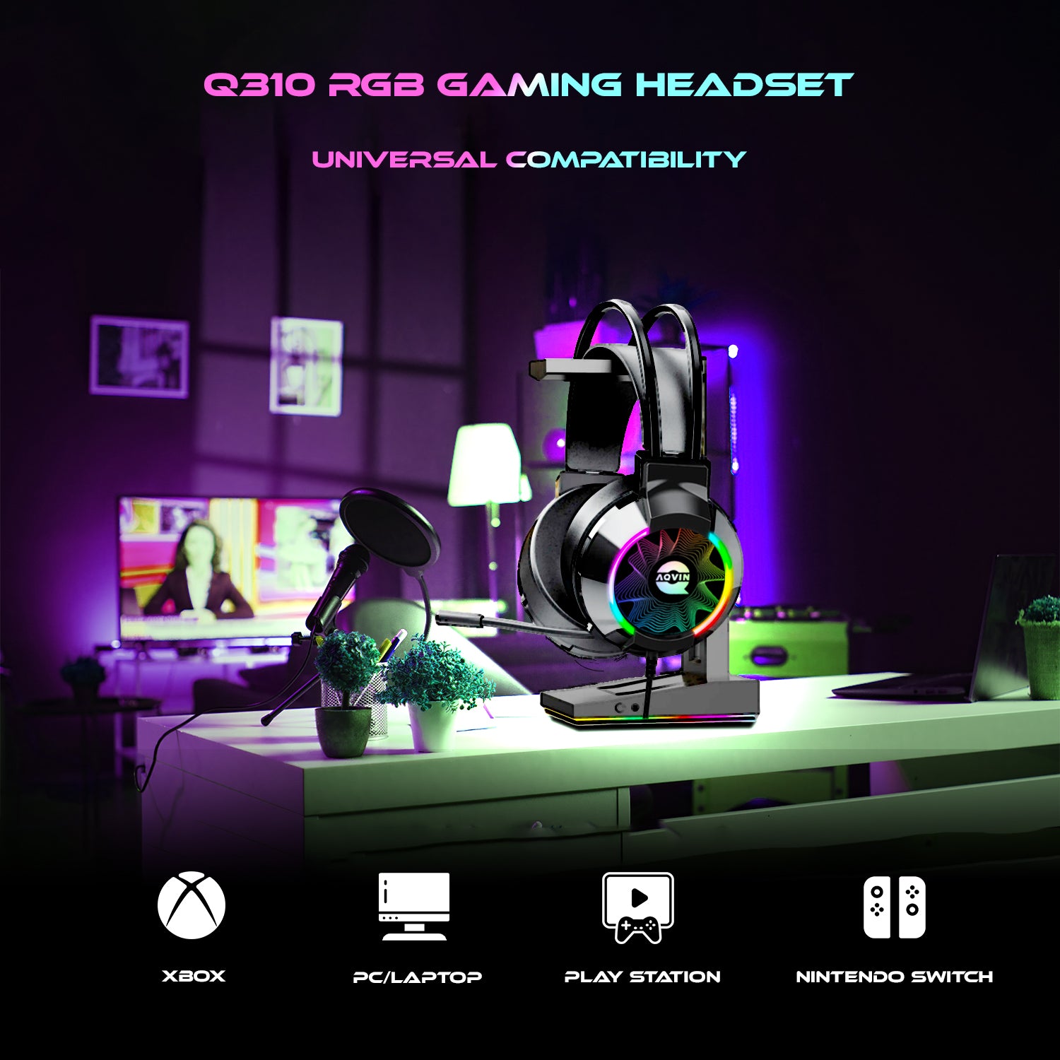 AQVIN Q310 RGB Wired Gaming Headset